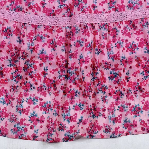 torrid Pink Gold Floral Chiffon and Lurex Tiered Ruffles Maxi Dress Size 2 - NWT - Picture 4 of 10